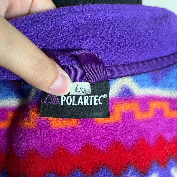 ‼️SOLD 1990s Vintage MEC Aztec Print Polar Fleece Unisex Full Zip Vest Size L - Picture 9 of 10